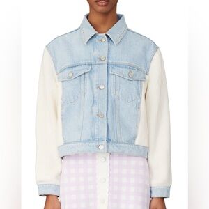 Maje Mixed Media Trucker Jacket Size 36